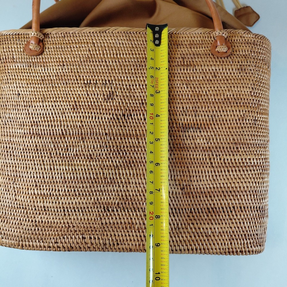 LISI LERCH Charlotte Bali Tote Basic  Leather Handles Ata Grass Straw Handbag - Picture 8 of 13